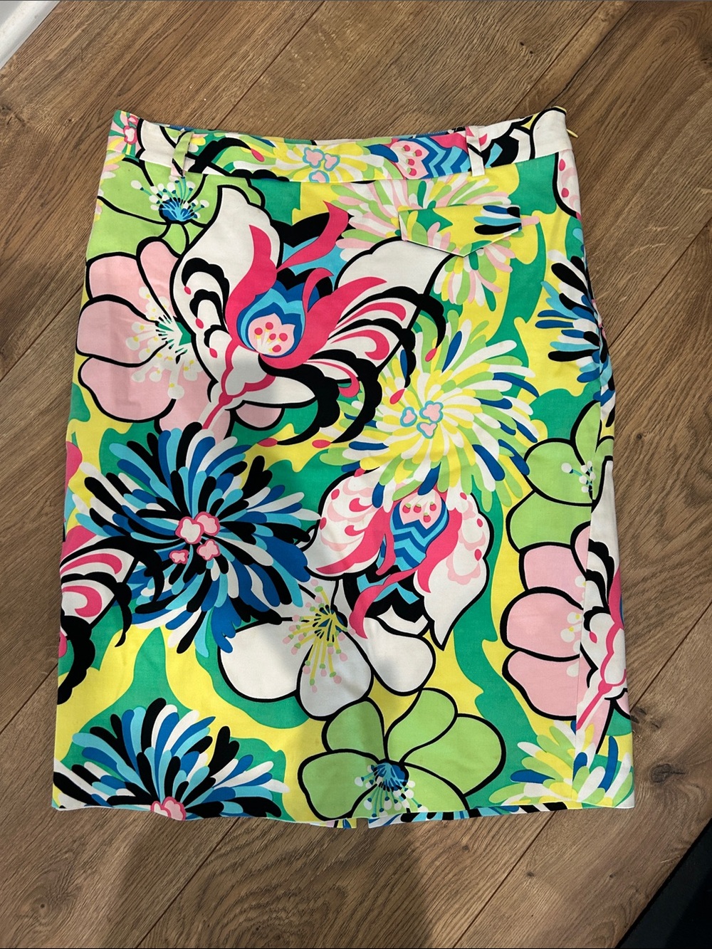 Tibi Bright Floral Pencil Skirt in Yellow, Green, Blue, Pink